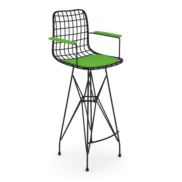 Knsz kafes tel bar sandalyesi 1 li zengin syhyşl kolçaklı 75 cm oturma yüksekliği ofis cafe bahçe mutfak - Resim 2