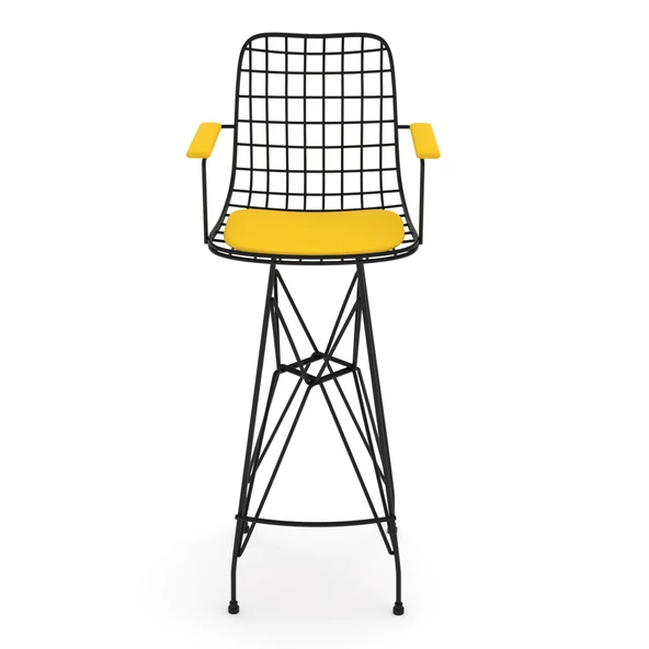 Knsz kafes tel bar sandalyesi 1 li zengin syhsrı kolçaklı 75 cm oturma yüksekliği ofis cafe bahçe mutfak - Resim 3