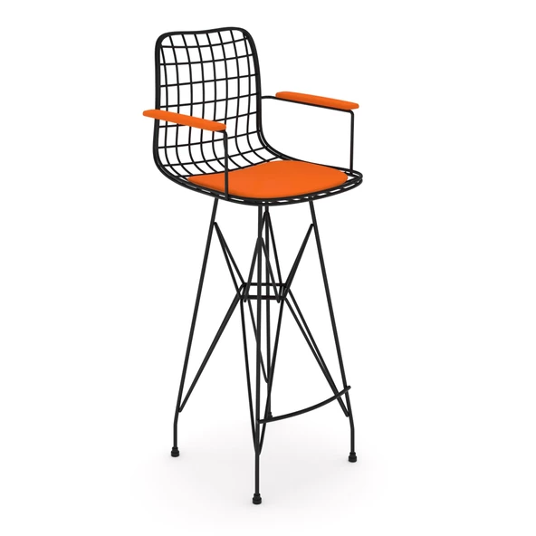 Knsz kafes tel bar sandalyesi 1 li zengin syhtrn kolçaklı 75 cm oturma yüksekliği ofis cafe bahçe mutfak - Resim 2