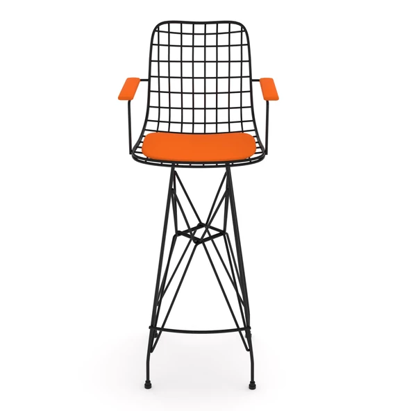 Knsz kafes tel bar sandalyesi 1 li zengin syhtrn kolçaklı 75 cm oturma yüksekliği ofis cafe bahçe mutfak - Resim 3