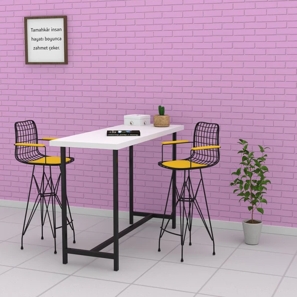 Knsz kafes tel bar sandalyesi 1 li zengin syhsrı kolçaklı 75 cm oturma yüksekliği ofis cafe bahçe mutfak - Resim 4