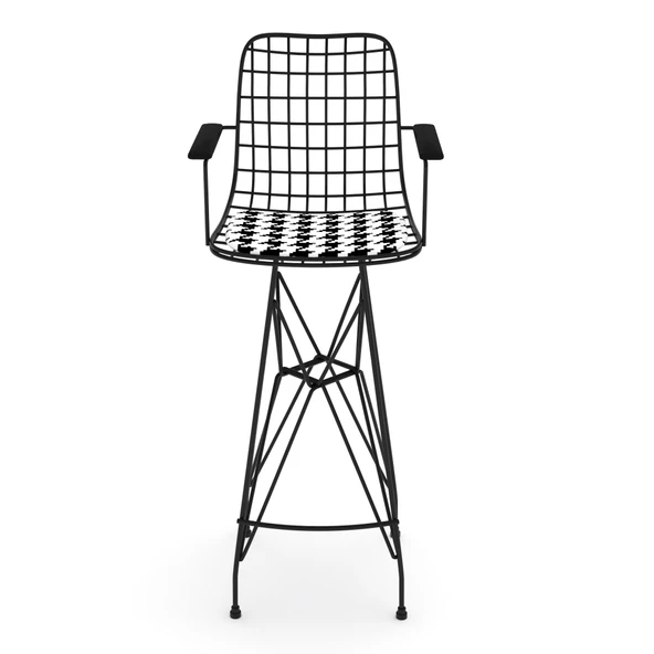 Knsz kafes tel bar sandalyesi 1 li zengin syhkono kolçaklı 75 cm oturma yüksekliği ofis cafe bahçe mutfak - Resim 2