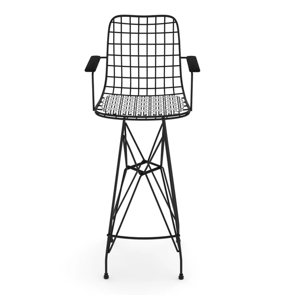 Knsz kafes tel bar sandalyesi 1 li zengin syhtalen kolçaklı 75 cm oturma yüksekliği ofis cafe bahçe mutfak - Resim 2