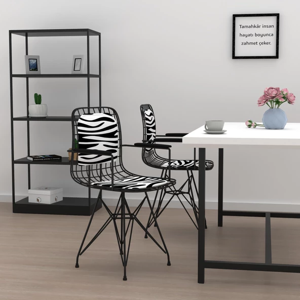 Knsz kafes tel sandalyesi 1 li mazlum syhbonar kolçaklı sırt minderli ofis cafe bahçe mutfak - Resim 3