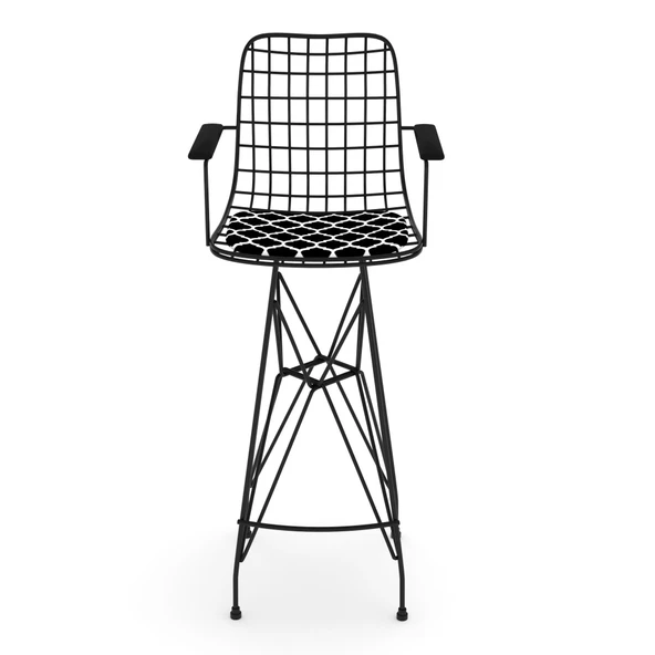 Knsz kafes tel bar sandalyesi 1 li zengin syhviona kolçaklı 75 cm oturma yüksekliği ofis cafe bahçe mutfak - Resim 2