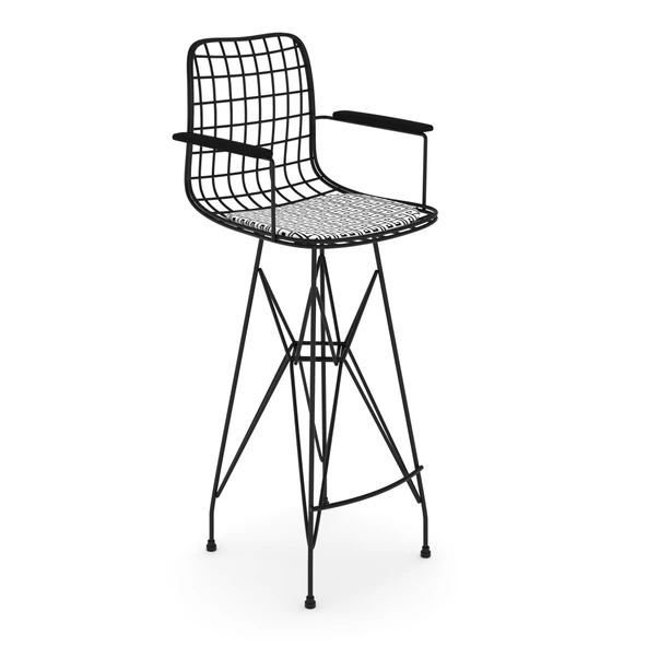 Knsz kafes tel bar sandalyesi 1 li zengin syhtalen kolçaklı 75 cm oturma yüksekliği ofis cafe bahçe mutfak - Resim 3