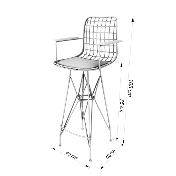 Knsz kafes tel bar sandalyesi 1 li zengin syhtalen kolçaklı 75 cm oturma yüksekliği ofis cafe bahçe mutfak - Resim 5