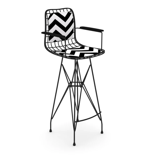 Knsz kafes tel bar sandalyesi 1 li zengin syhaldo kolçaklı sırt minderli 75 cm oturma yüksekliği ofis cafe bahçe mutfak - Resim 2