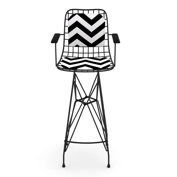 Knsz kafes tel bar sandalyesi 1 li zengin syhaldo kolçaklı sırt minderli 75 cm oturma yüksekliği ofis cafe bahçe mutfak - Resim 3