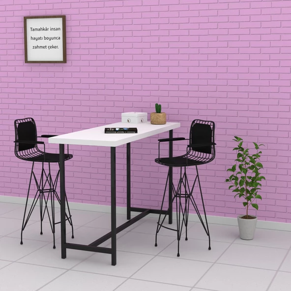 Knsz kafes tel bar sandalyesi 1 li zengin syhsyh kolçaklı sırt minderli 75 cm oturma yüksekliği ofis cafe bahçe mutfak - 3