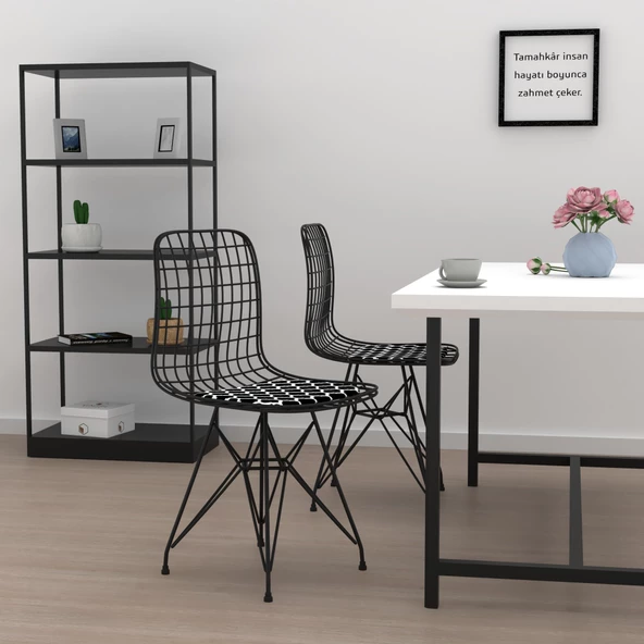 Knsz kafes tel sandalyesi 1 li mazlum syhviona ofis cafe bahçe mutfak - Resim 3