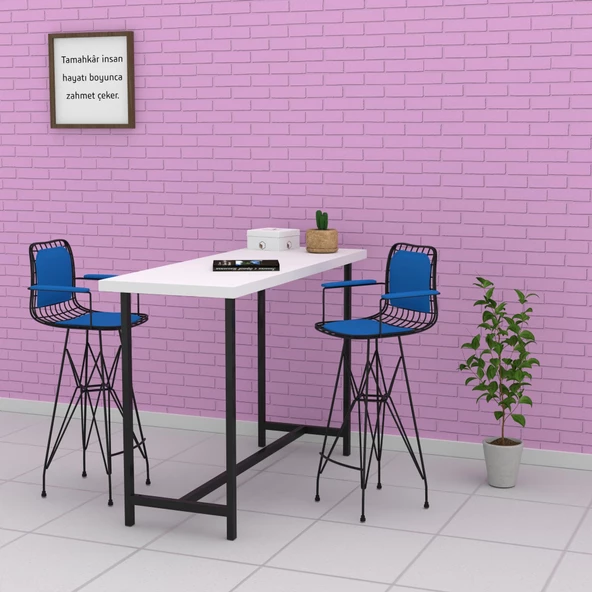 Knsz kafes tel bar sandalyesi 1 li zengin syhmvi kolçaklı sırt minderli 75 cm oturma yüksekliği ofis cafe bahçe mutfak - Resim 4