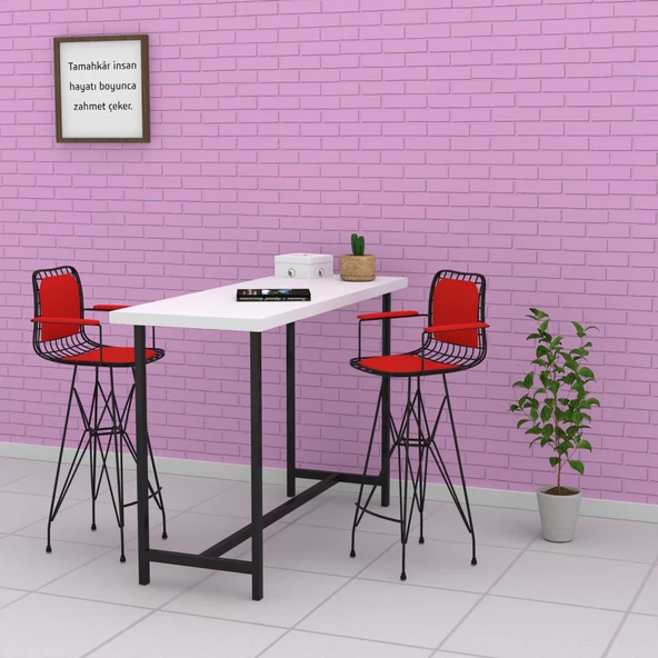 Knsz kafes tel bar sandalyesi 1 li zengin syhkrm kolçaklı sırt minderli 75 cm oturma yüksekliği ofis cafe bahçe mutfak - Resim 4