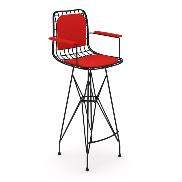 Knsz kafes tel bar sandalyesi 1 li zengin syhkrm kolçaklı sırt minderli 75 cm oturma yüksekliği ofis cafe bahçe mutfak - Resim 2