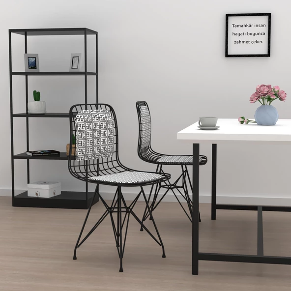 Knsz kafes tel sandalyesi 1 li mazlum syhtalen sırtminderli ofis cafe bahçe mutfak - Resim 3