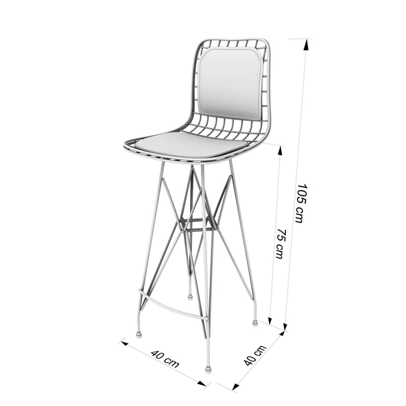 Knsz kafes tel bar sandalyesi 1 li zengin syhkono sırt minderli 75 cm oturma yüksekliği ofis cafe bahçe mutfak - Resim 5
