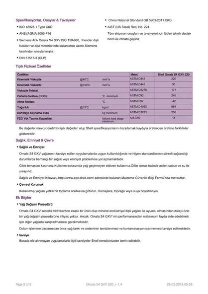 SHELL OMALA S4 GXV 220 KOVA 20 L-ESKİ ADI:OMALA HD 220 - Resim 6
