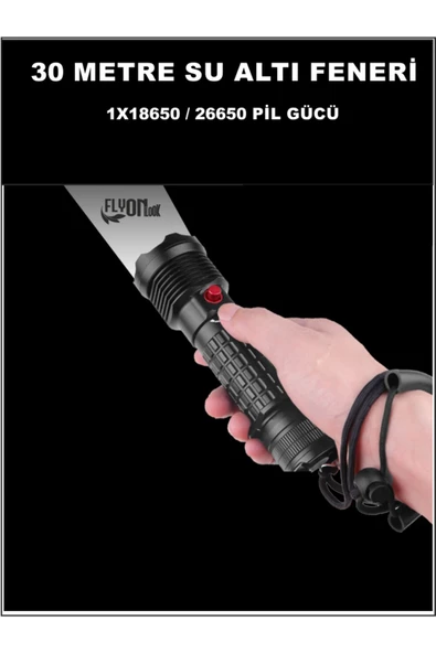 Profesyonel Su Altı Ve Dalış Feneri Suya Dayanıklı El Feneri Şarj Edilebilir, IPX8 Su Geçirmez - 4