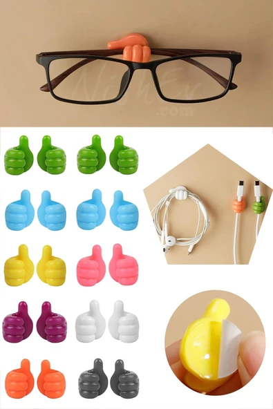 Nishev El Hareketi Kancası 5'Li Başparmak Kablo Tutucu Yapışkanlı Diş Fırçası Anahtarlık Tutucu Askı - 2