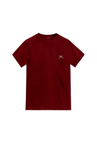 Raru AGNITIO Erkek Pamuklu Bordo Günlük T-shirt