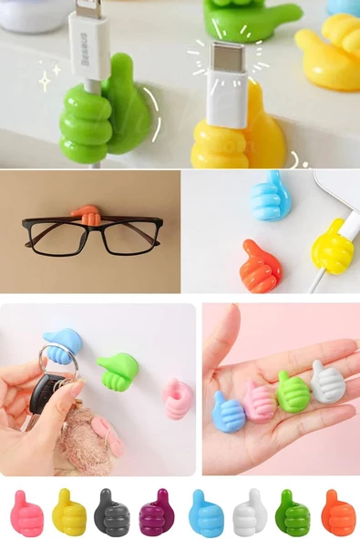 Nishev El Hareketi Kancası 10'Lu Başparmak Kablo Tutucu Yapışkanlı Diş Fırçası Anahtarlık Tutucu Askı - 3