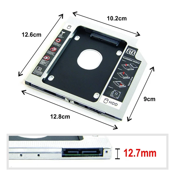 Notebook Kızak Kutu Hdd Ssd 12.7Mm Sata Gabble Gab-Hc127 - 2