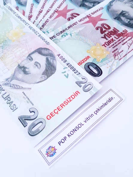 50 Adet 20 TL Geçersiz Para Parti Şaka Düğün Oyun Parası Fim Dizi Çekimleri İçin - Resim 2
