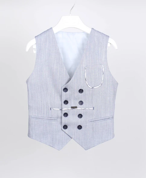 Doktor Junior Erkek Çocuk Kareli Ceket ve Yelek Takım - 5