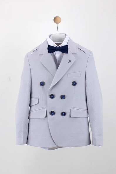 Erkek Çocuk Dört Düğmeli Astarsız Ceket - 2