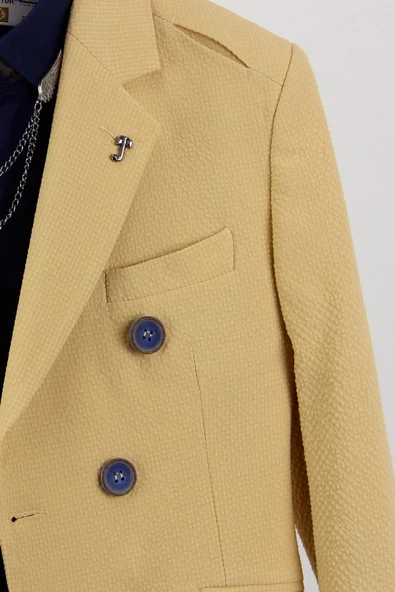 Erkek Çocuk Dört Düğmeli Astarsız Ceket - 4