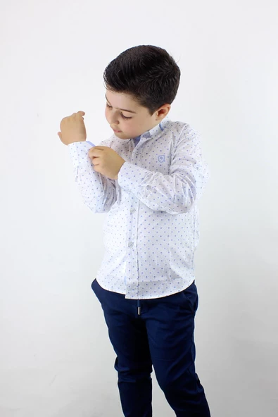 Erkek Çocuk Desenli Uzun Kol Spor Gömlek - 2