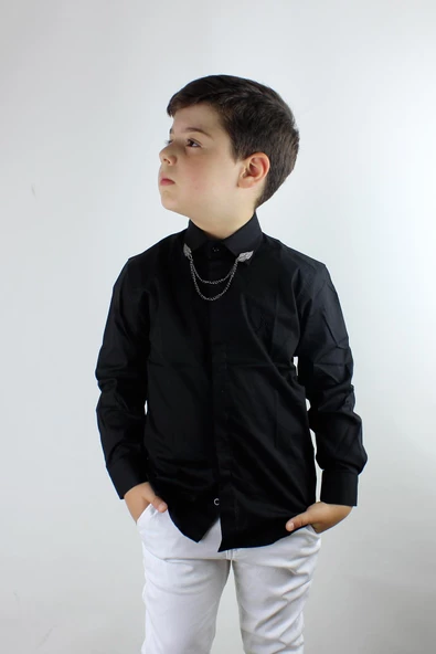 Erkek Çocuk Zincir Yakalı Gömlek - 2