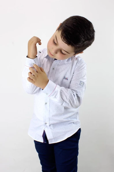 Erkek Çocuk Kendinden Desenli Uzun Kol Gömlek - 2