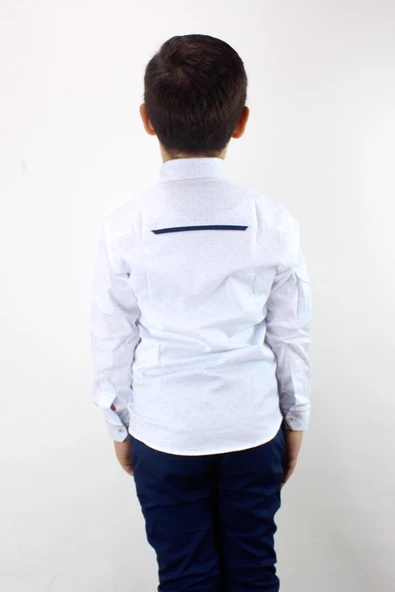 Erkek Çocuk Kendinden Desenli Uzun Kol Gömlek - 3