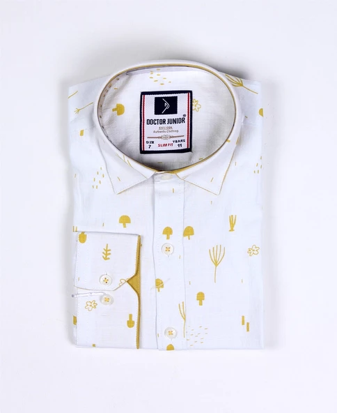 Erkek Çocuk Katlanır Kollu Slim Fit Gömlek - 5