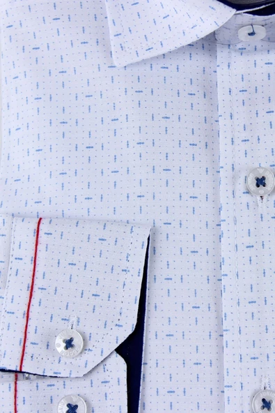 Erkek Çocuk Kendinden Desenli Uzun Kol Gömlek - 5