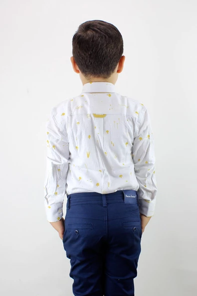 Erkek Çocuk Katlanır Kollu Slim Fit Gömlek - 2