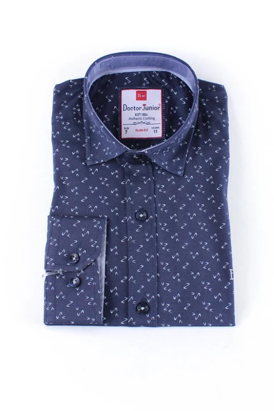 Erkek Çocuk Kendinden Desenli Uzun Kol Gömlek - 3