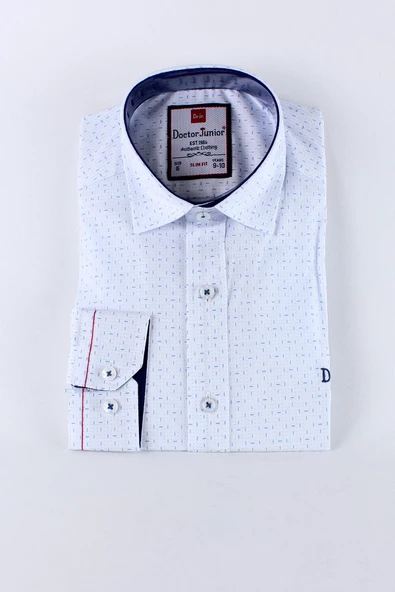 Erkek Çocuk Kendinden Desenli Uzun Kol Gömlek - 4