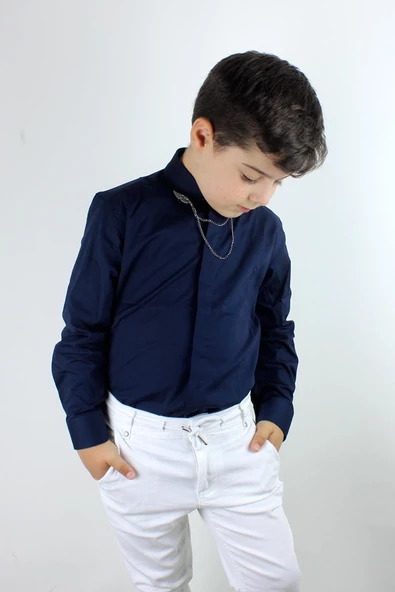 Erkek Çocuk Zincir Yakalı Gömlek - Resim 2