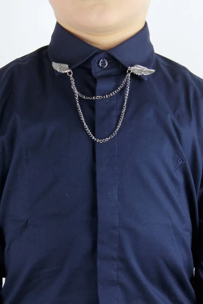 Erkek Çocuk Zincir Yakalı Gömlek - Resim 3