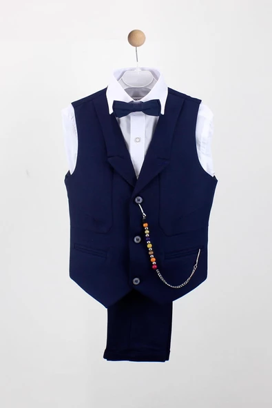 Erkek Çocuk Yakalı Yelek Pantolon Takım - 5