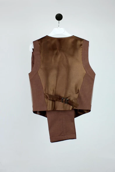 Erkek Çocuk Çift Sıra Düğmeli Zincili Yelek Takım - 2