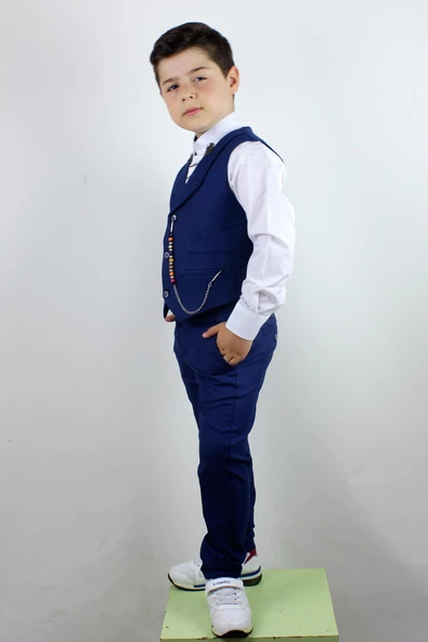 Erkek Çocuk Yakalı Yelek Pantolon Takım - 2