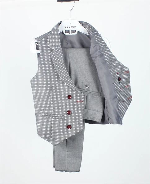 Erkek Çocuk Çift Sıra Düğmeli Spor Yelek Takım - 3