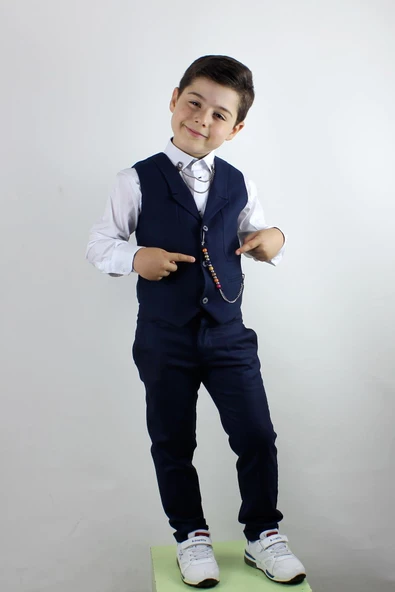 Erkek Çocuk Yakalı Yelek Pantolon Takım - 2