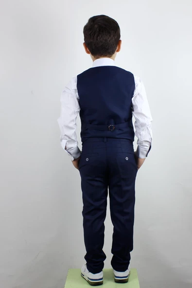 Erkek Çocuk Yakalı Yelek Pantolon Takım - 4