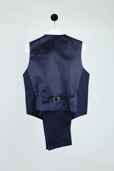 Erkek Çocuk Çift Sıra Düğmeli Zincili Yelek Takım - 2