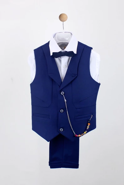 Erkek Çocuk Yakalı Yelek Pantolon Takım - 5