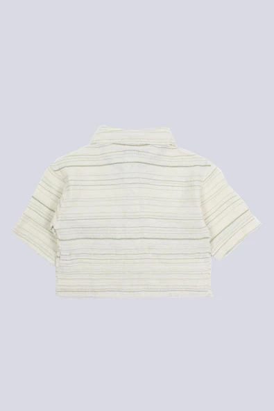 Kız Çocuk Kısa Boy Cizgili Gömlek - 3